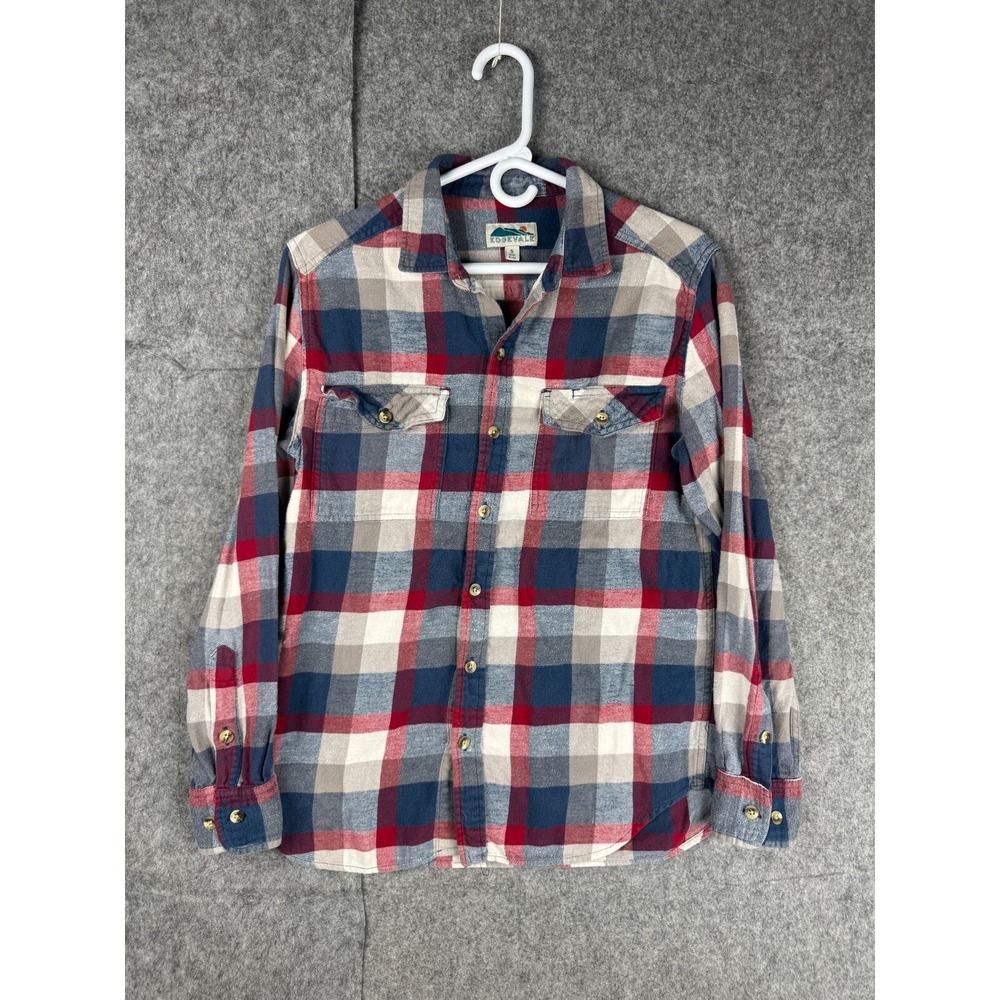 Edgevale Shirt Men's Small Cotton Flannel Button Long Sleeve Made USA *PILLING